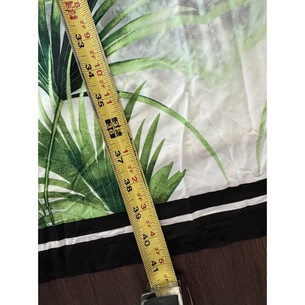 Ana Alcazar Dress Womens M/L 40 Oriental Tropical Palm Print Sheath Green Unique - Picture 11 of 12